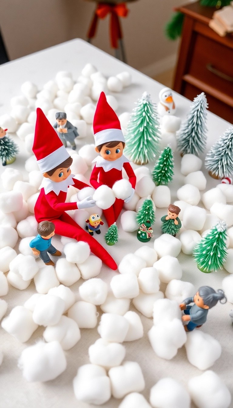 10 Last-Minute Elf on the Shelf Ideas That Will Save Your Christmas Spirit! - 2. Snowball Fight with Cotton Balls