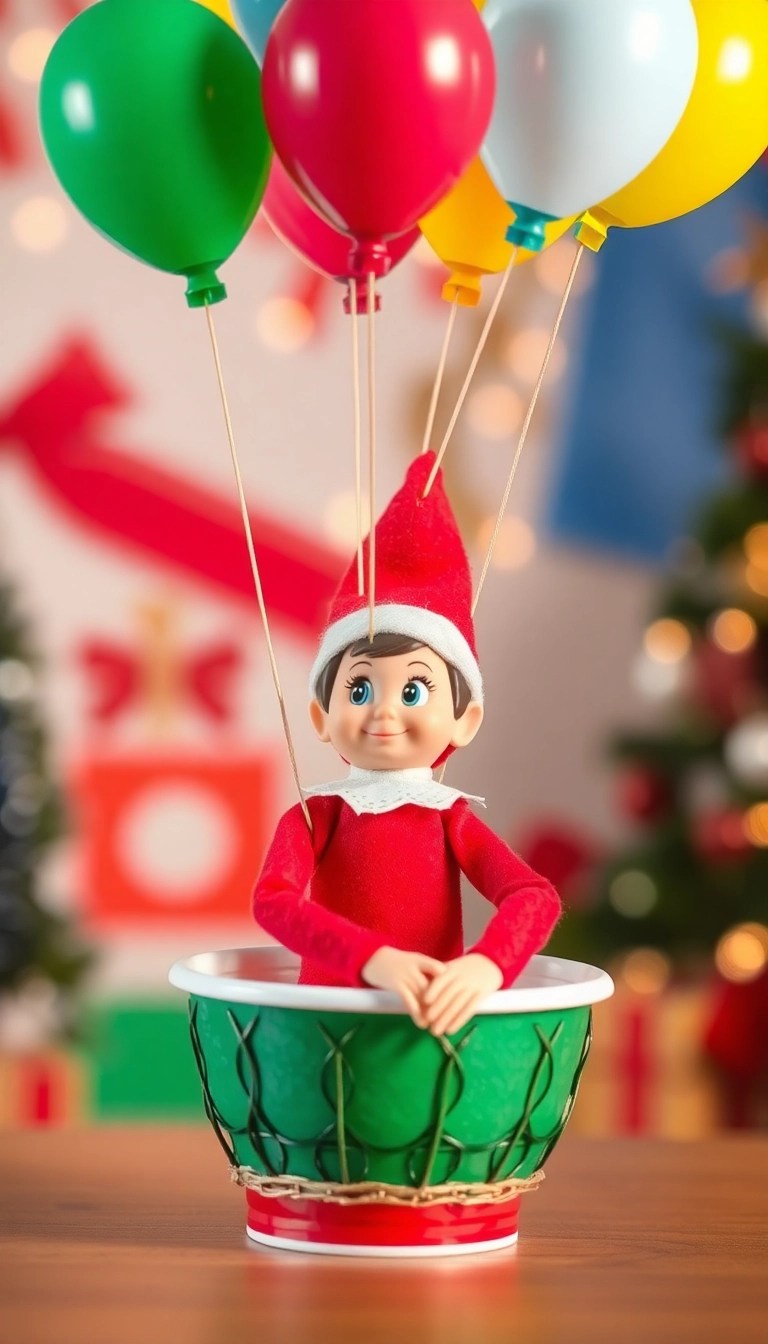 10 Last-Minute Elf on the Shelf Ideas That Will Save Your Holiday Spirit! - 8. Elf's Balloon Ride