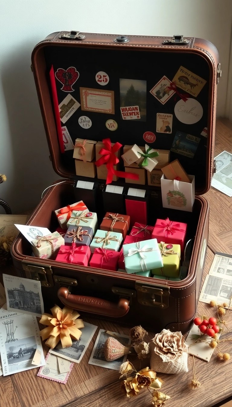 10 Unique DIY Advent Calendars That'll Make Your Countdown to Christmas Unforgettable! - 10. Vintage Suitcase Advent Calendar