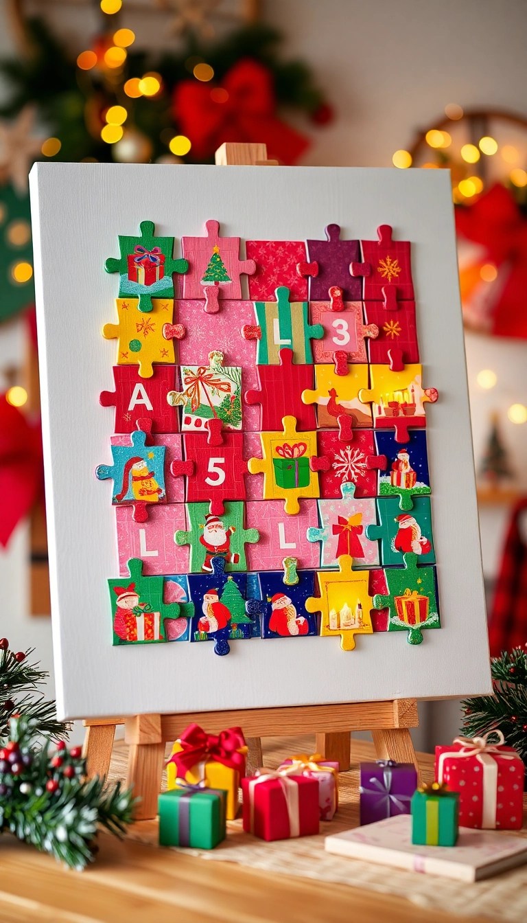 10 Unique DIY Advent Calendars That'll Make Your Countdown to Christmas Unforgettable! - 5. Puzzle Piece Advent Calendar