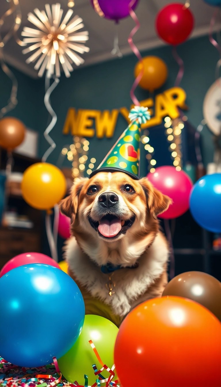 12 Charming Christmas Photo Ideas with Pets That Will Melt Your Heart! - 12. New Year’s Eve Celebration