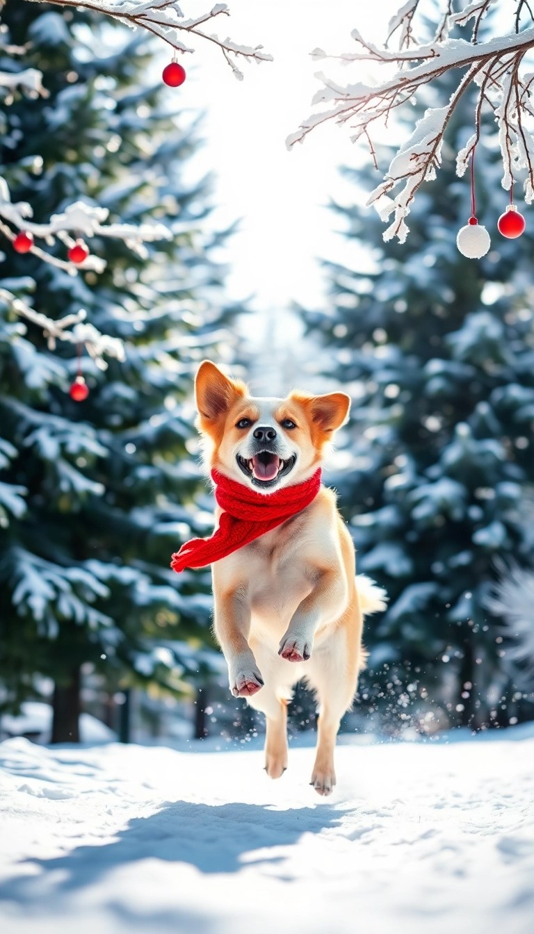 12 Charming Christmas Photo Ideas with Pets That Will Melt Your Heart! - 2. Outdoor Winter Wonderland