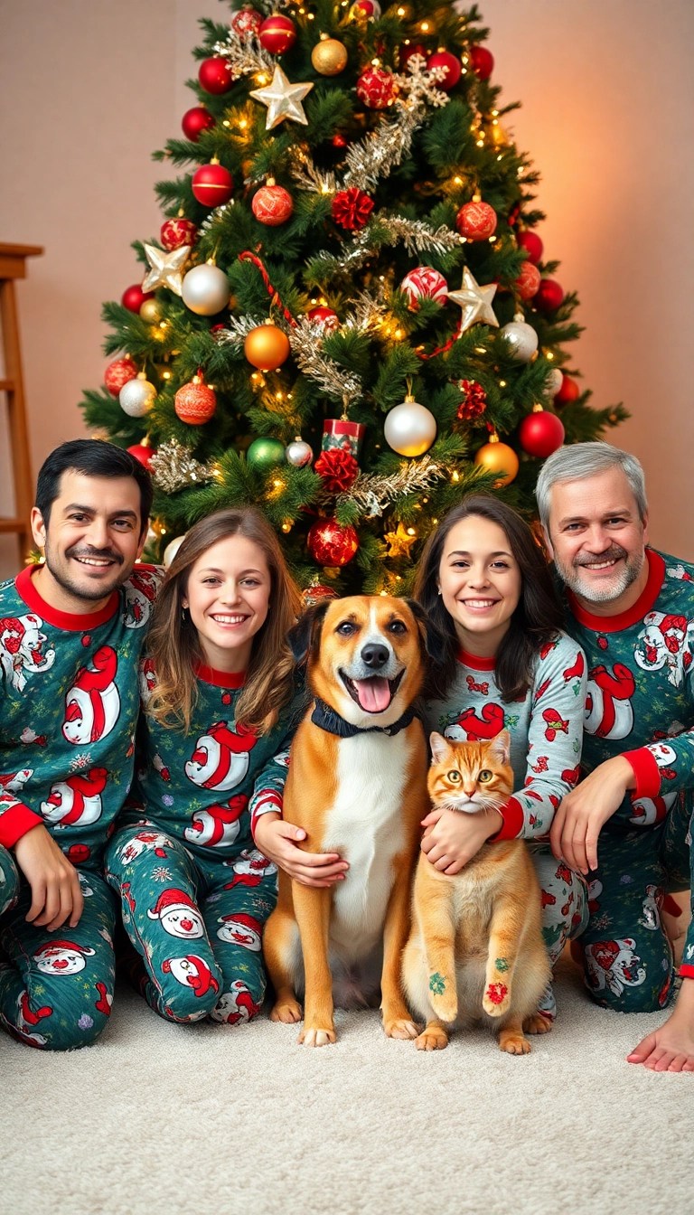 12 Charming Christmas Photo Ideas with Pets That Will Melt Your Heart! - 7. Christmas Card Collaboration