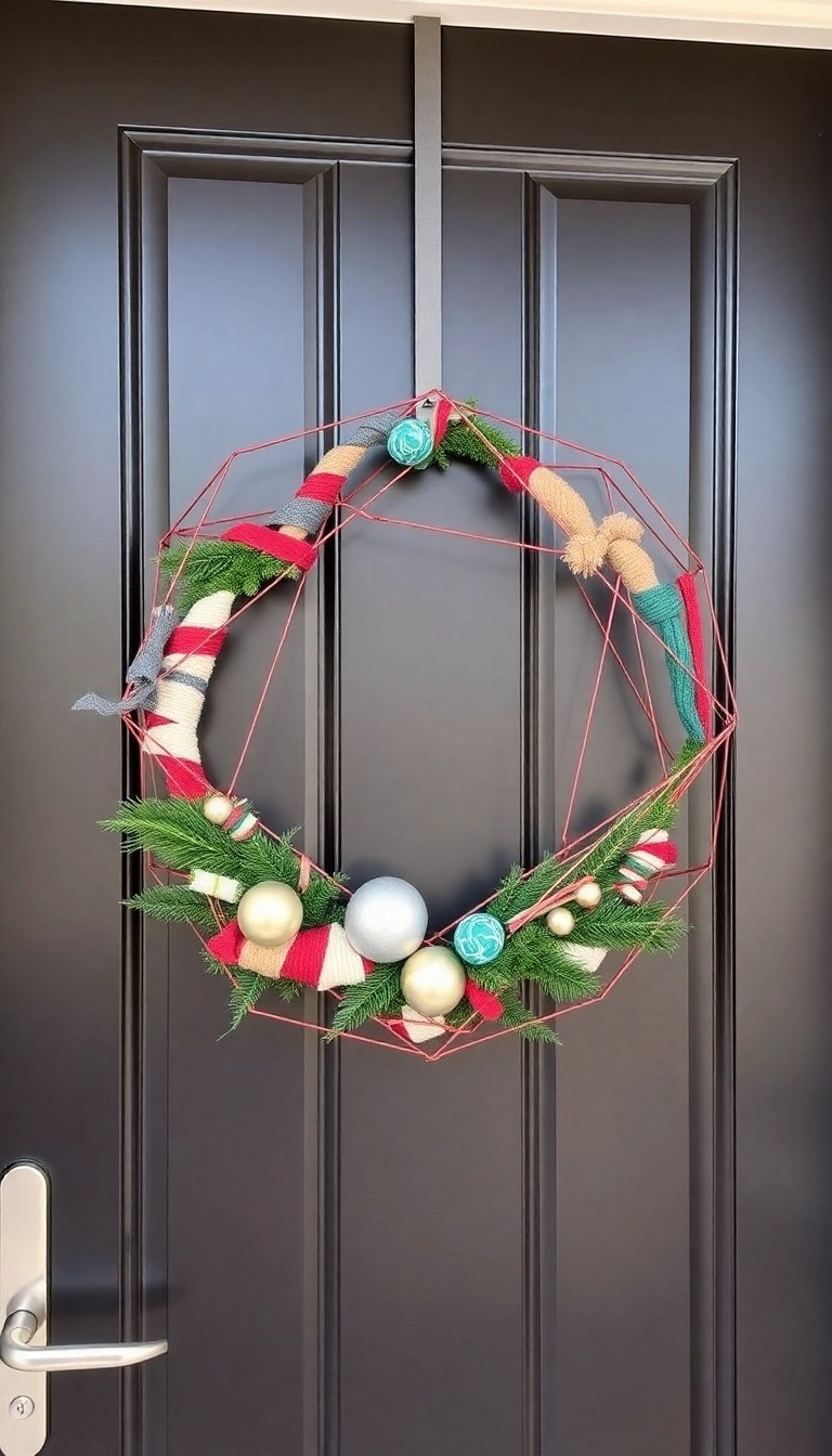 12 DIY Christmas Wreaths That Will Make Your Front Door Shine (You Won't Believe How Easy They Are!) - 11. Modern Geometric Wreath