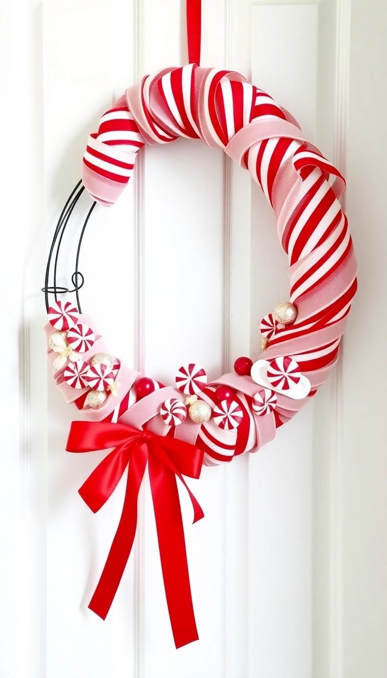 12 DIY Christmas Wreaths That Will Make Your Front Door Shine (You Won't Believe How Easy They Are!) - 2. Whimsical Candy Cane Twist