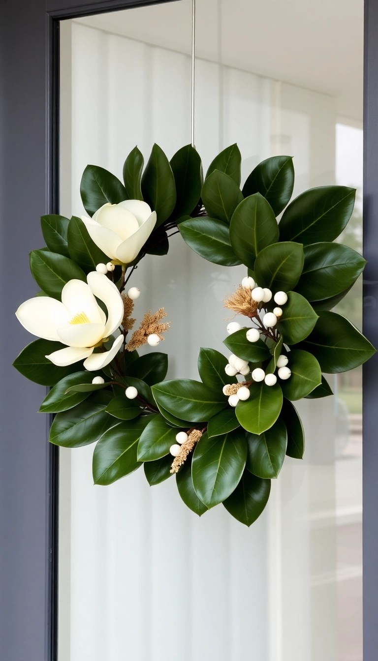 12 DIY Christmas Wreaths That Will Make Your Front Door Shine (You Won't Believe How Easy They Are!) - 3. Elegant Magnolia Leaf Wreath