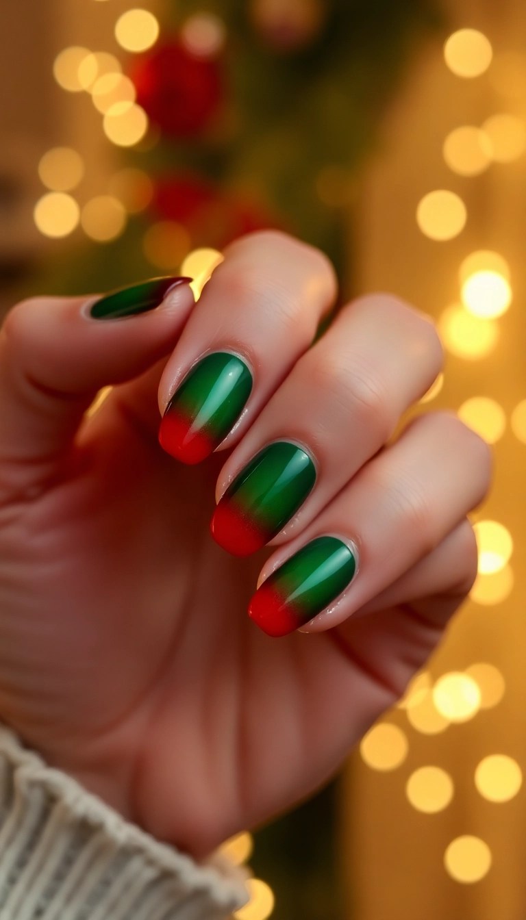 12 Quick Christmas Nail Ideas for Last-Minute Holiday Prep (You Can Do #3 in 10 Minutes!) - 12. Simple Ombre Christmas