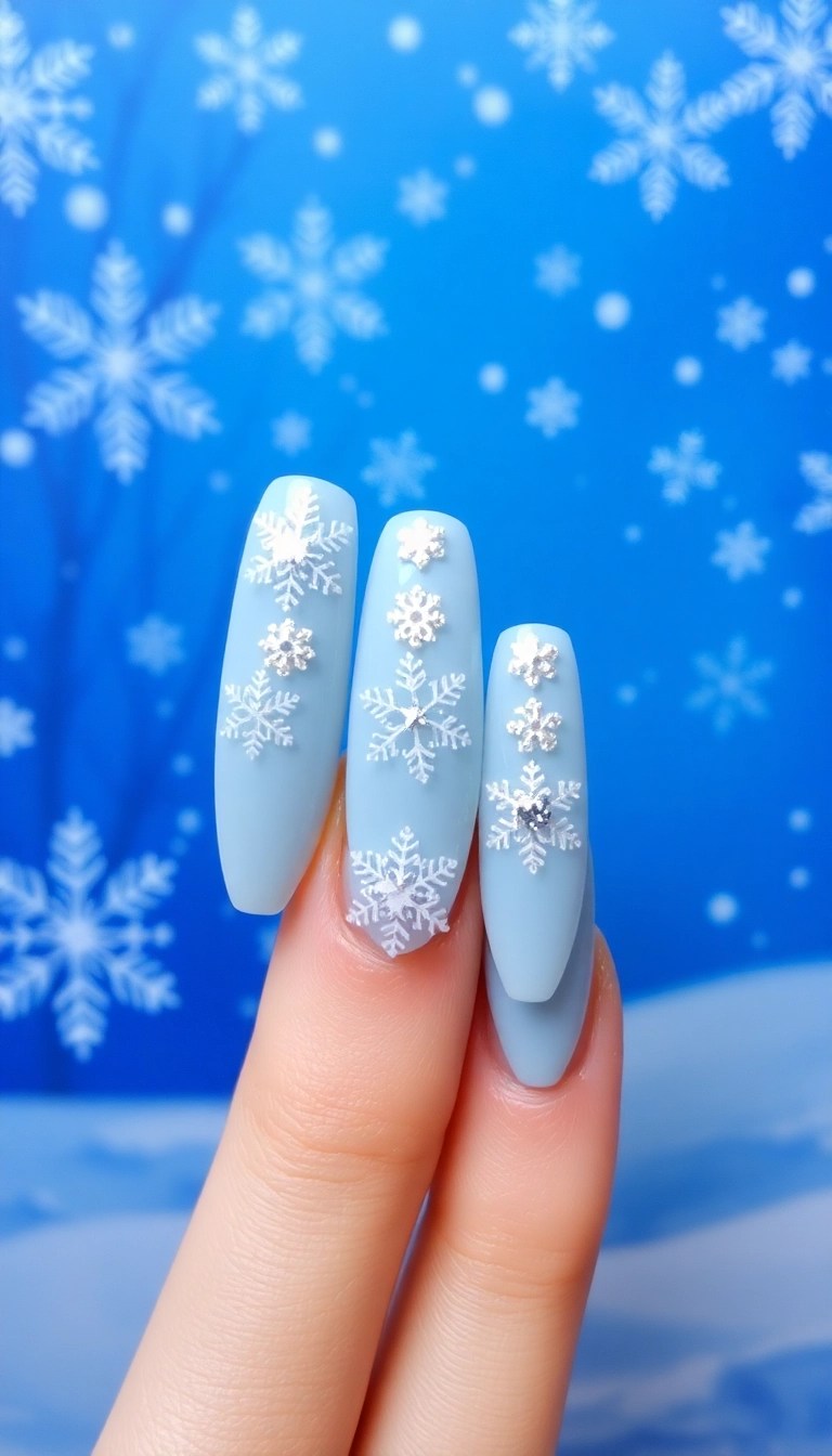 12 Quick Christmas Nail Ideas for Last-Minute Holiday Prep (You Can Do #3 in 10 Minutes!) - 2. Glittering Snowflakes