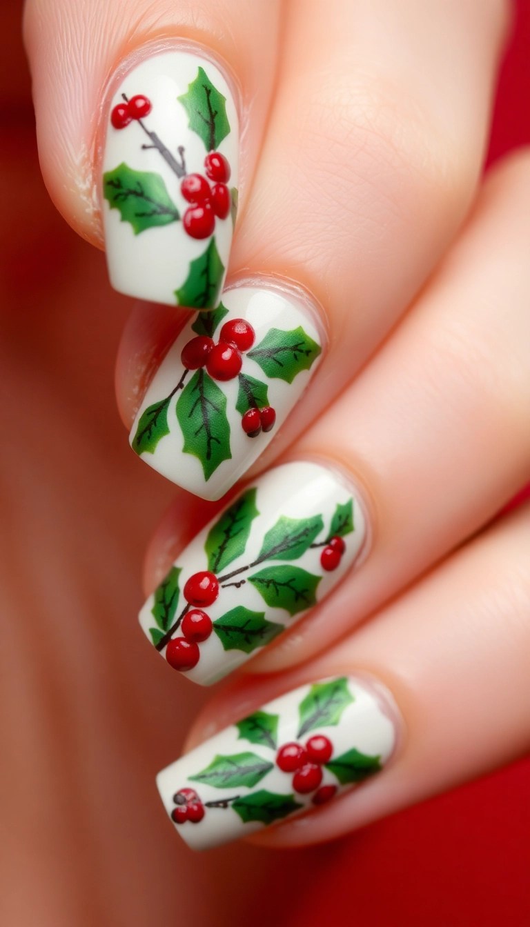 12 Quick Christmas Nail Ideas for Last-Minute Holiday Prep (You Can Do #3 in 10 Minutes!) - 9. Holly and Berries