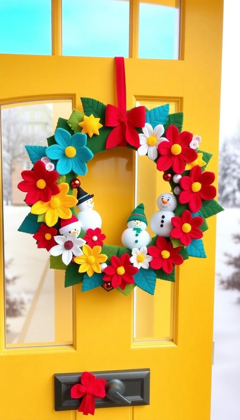12 Stunning Christmas Wreath Ideas That'll Make Your Front Door the Talk of the Town! - 10. Festive Felt Fun