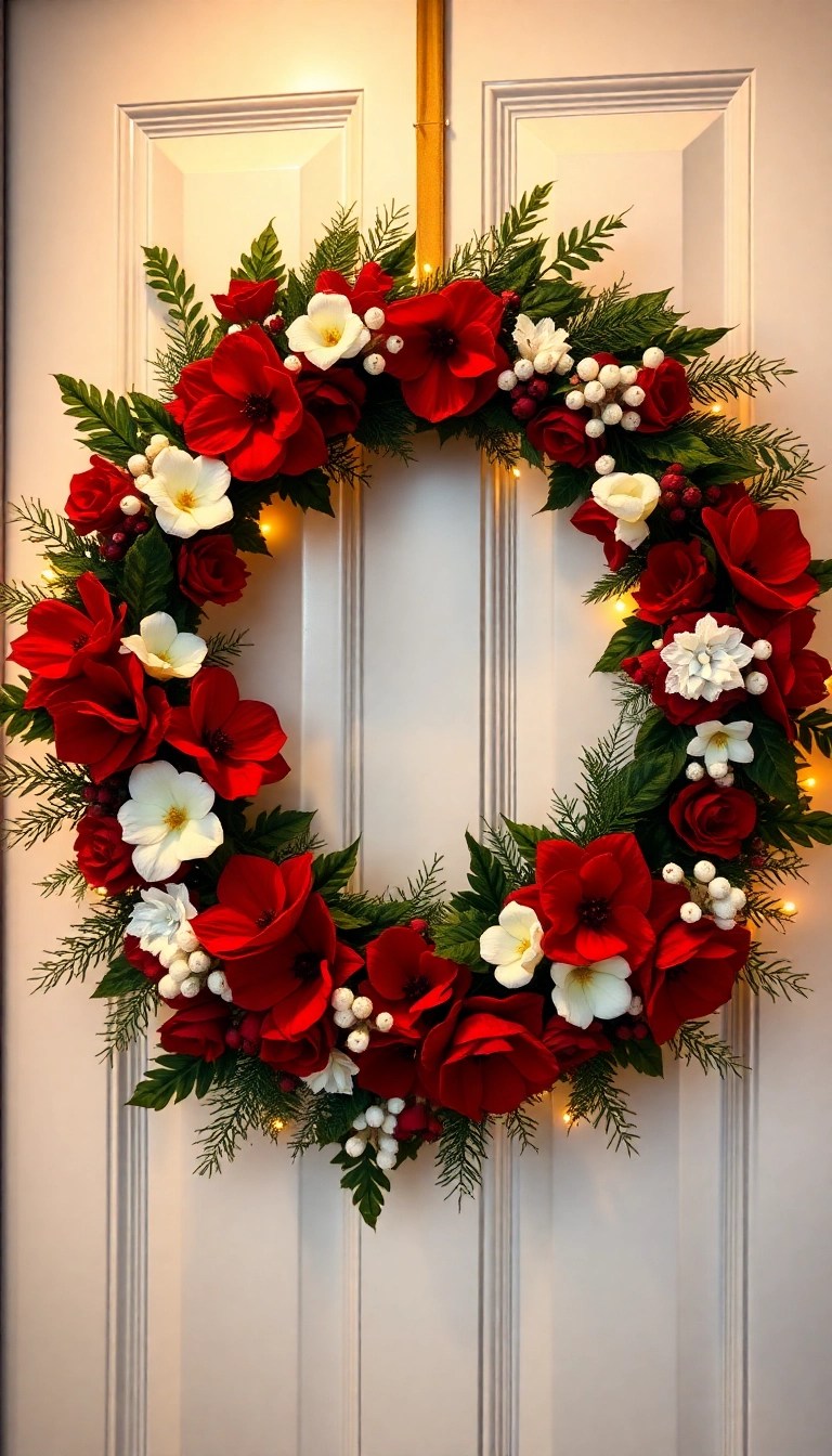 12 Stunning Christmas Wreath Ideas That'll Make Your Front Door the Talk of the Town! - 11. Elegant Silk Floral Arrangement