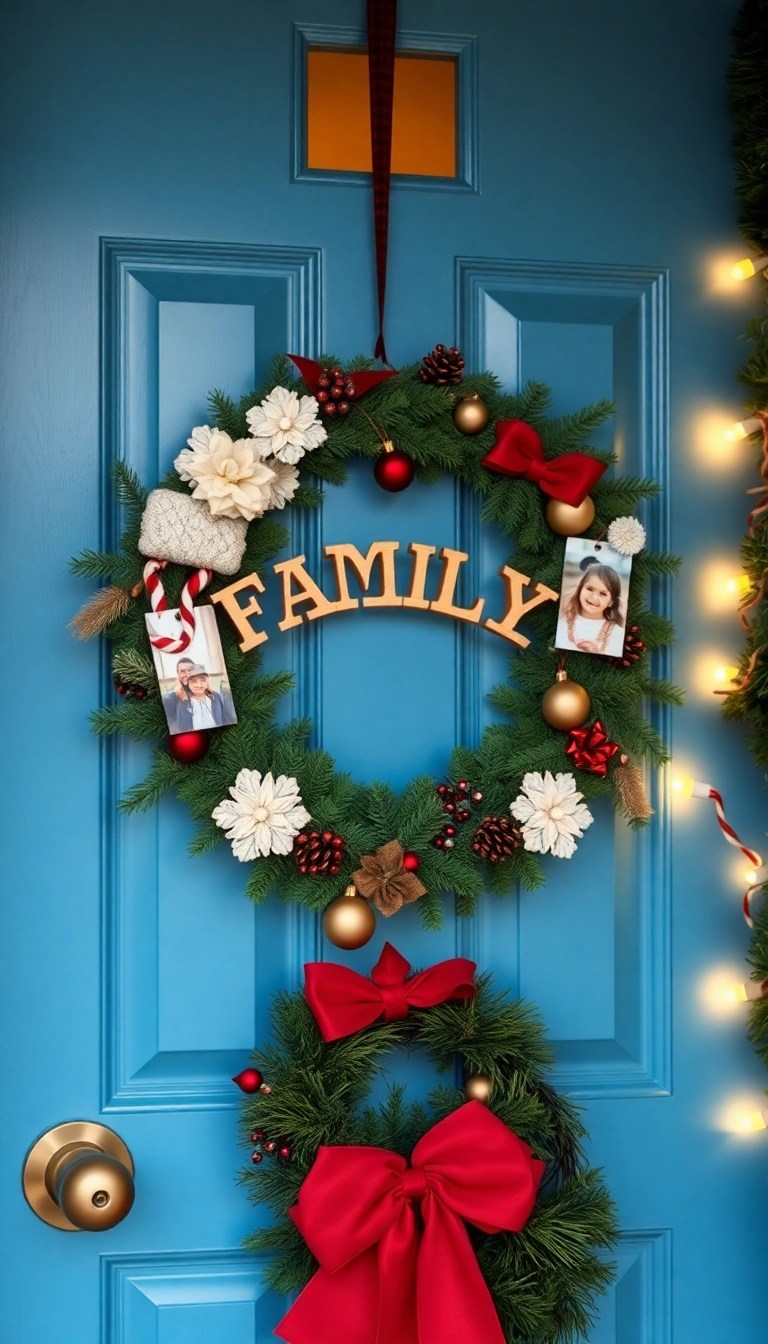 12 Stunning Christmas Wreath Ideas That'll Make Your Front Door the Talk of the Town! - 12. Personalized Family Touch