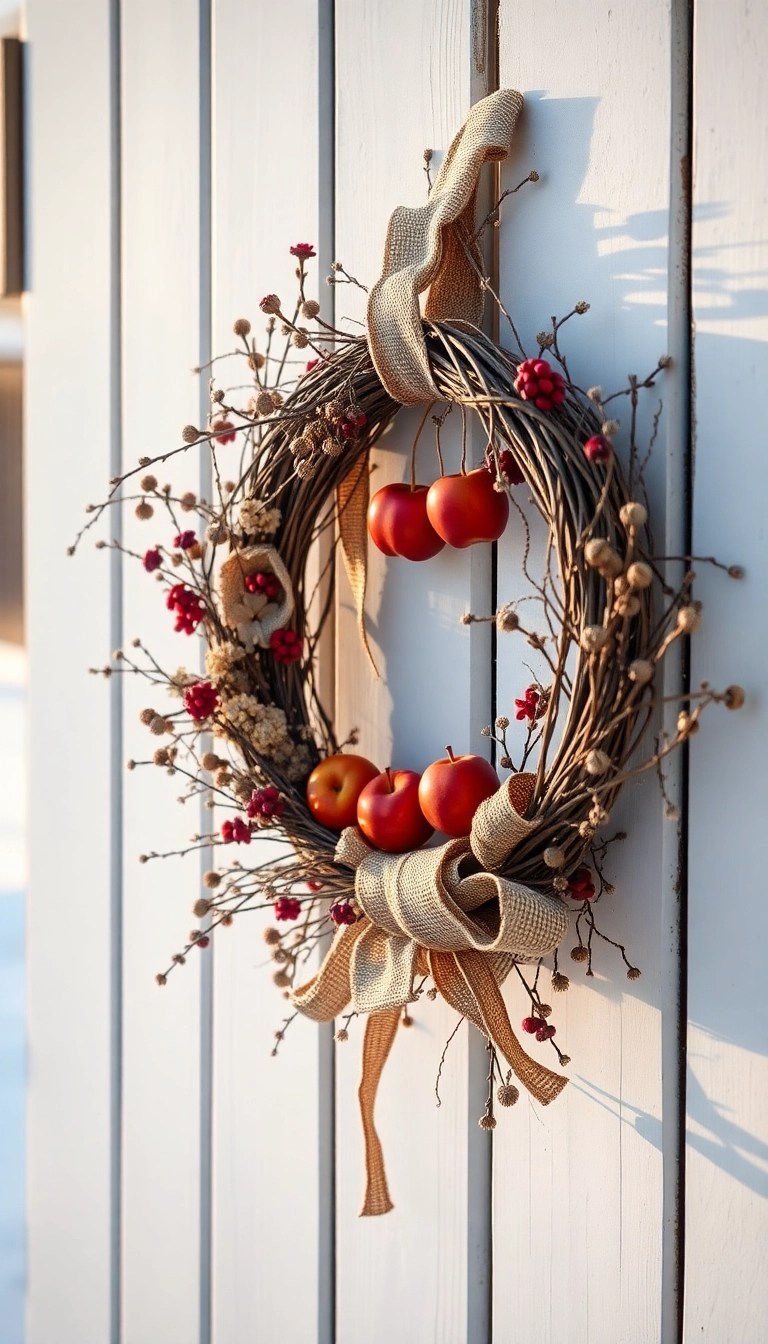 12 Stunning Christmas Wreath Ideas That'll Make Your Front Door the Talk of the Town! - 3. Rustic Farmhouse Charm