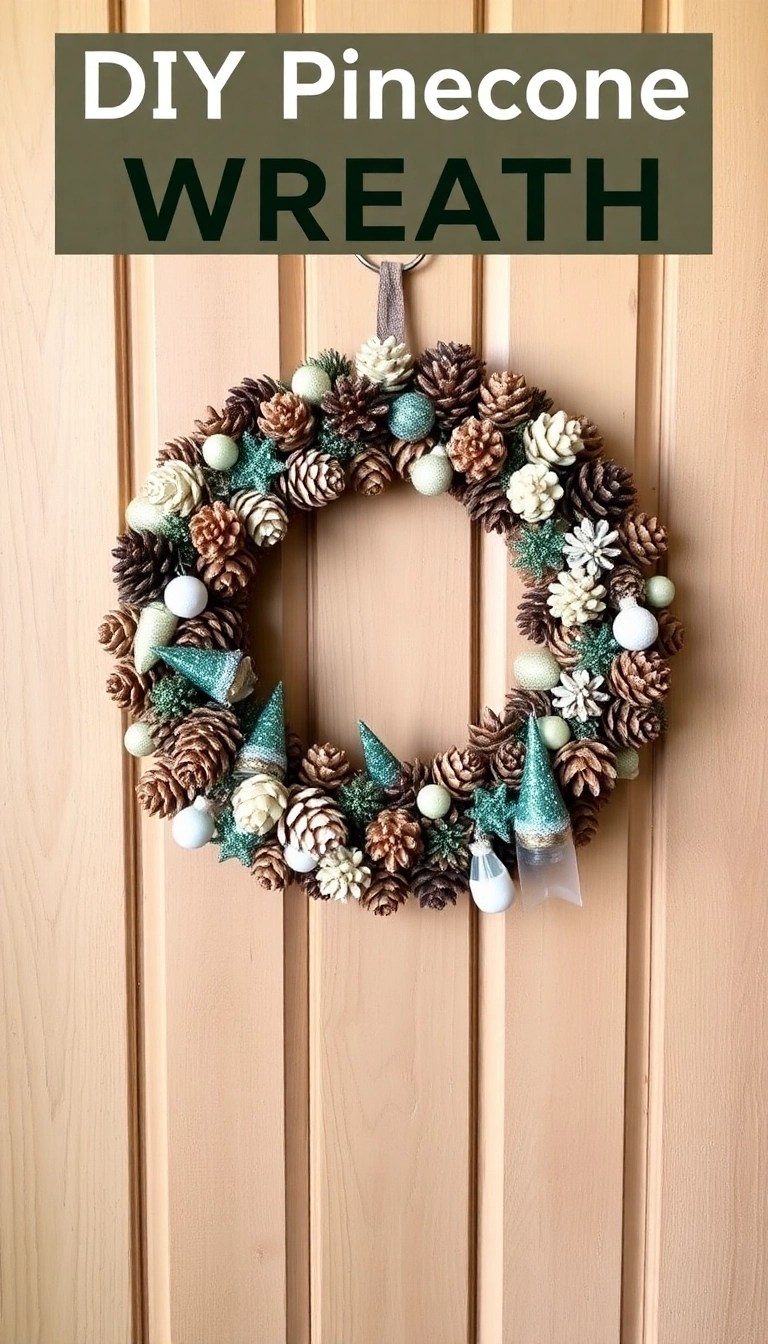 12 Stunning Christmas Wreath Ideas That'll Make Your Front Door the Talk of the Town! - 9. DIY Pinecone Masterpiece