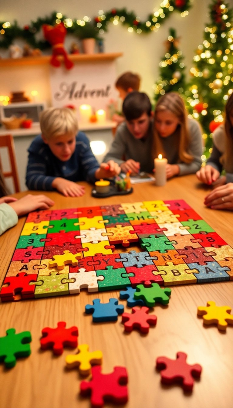 14 Creative DIY Advent Calendar Ideas That’ll Make Your Countdown to Christmas Extra Special! - 9. Puzzle Piece Countdown