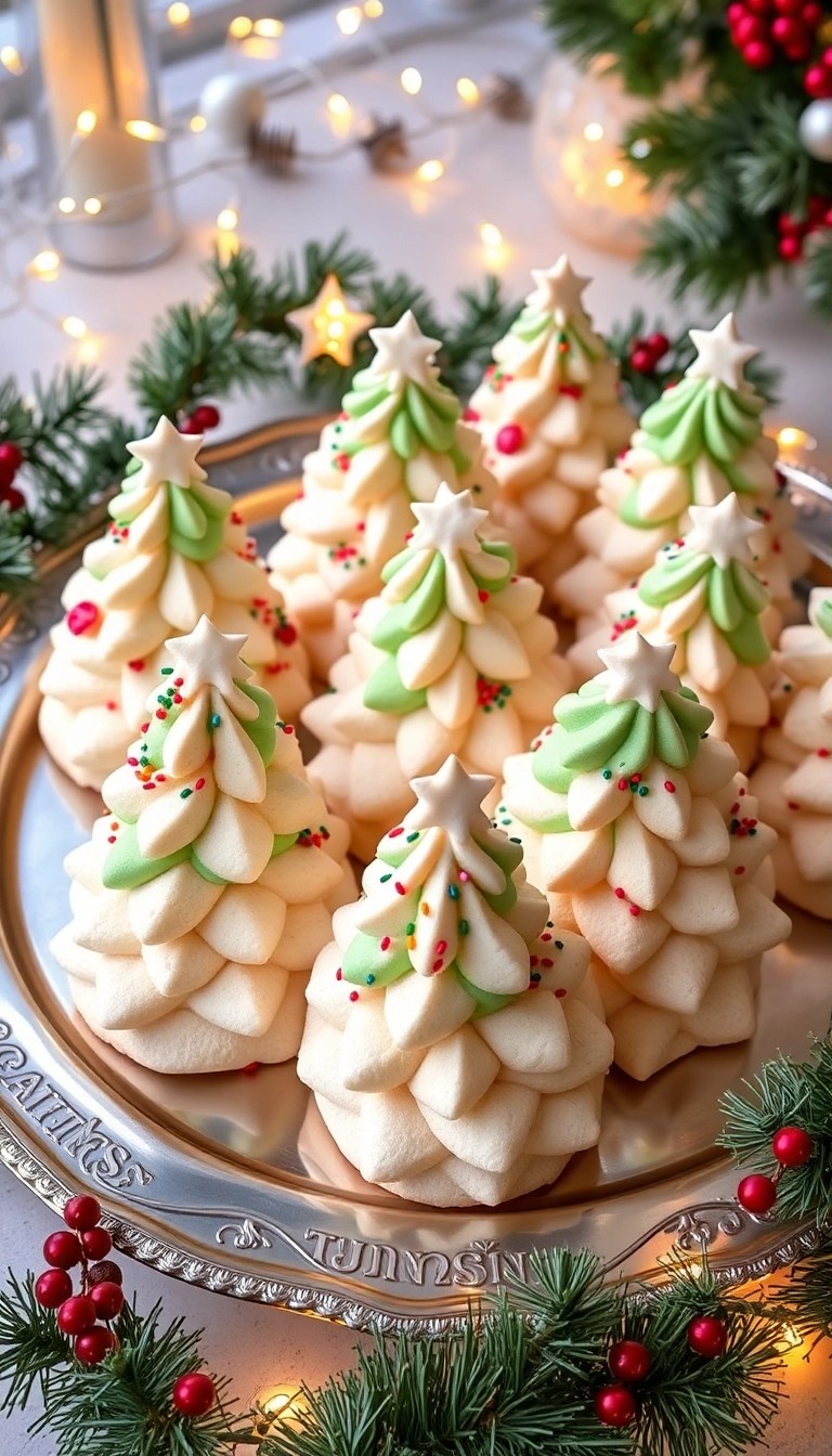 14 Delectable Christmas Cookie Recipes That Are Almost Too Cute to Eat! (You Won't Believe #6!) - 12. Meringue Christmas Trees