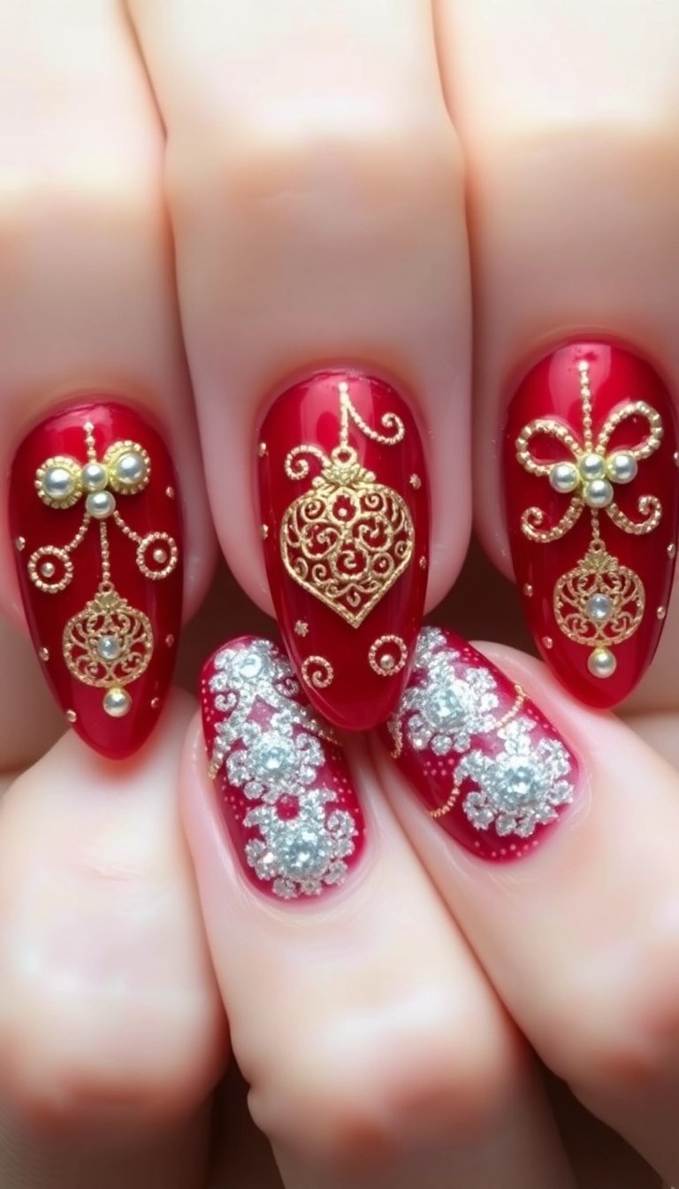 14 Easy Christmas Nail Art Tutorials to Get You in the Holiday Spirit! (Tutorial #3 Will Wow You!) - 11. Christmas Ornament Nails