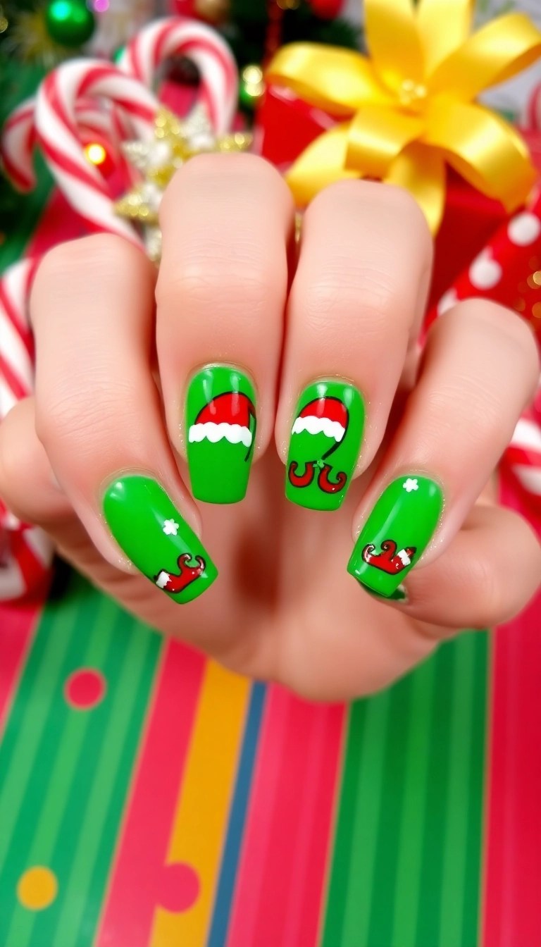 14 Easy Christmas Nail Art Tutorials to Get You in the Holiday Spirit! (Tutorial #3 Will Wow You!) - 12. Whimsical Elf Nails