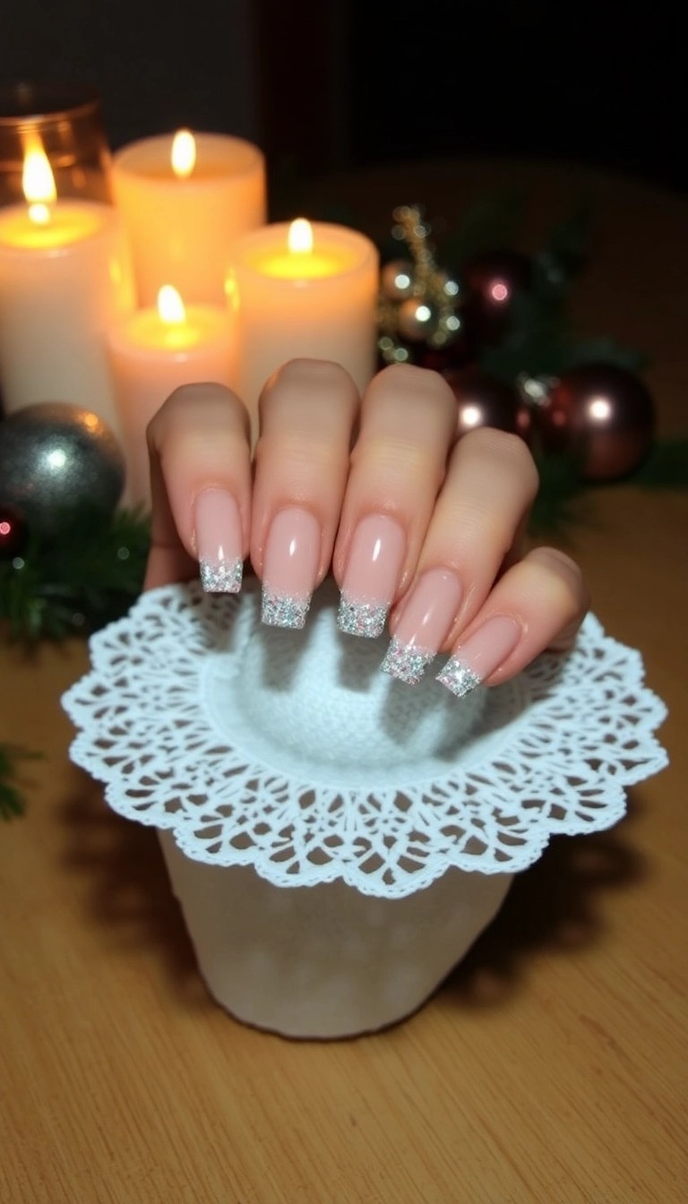 14 Easy Christmas Nail Art Tutorials to Get You in the Holiday Spirit! (Tutorial #3 Will Wow You!) - 14. Festive Glitter French Tips