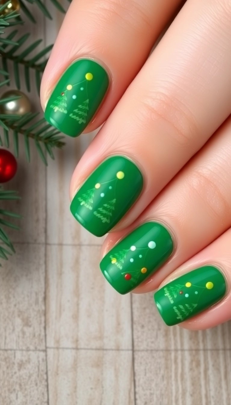 14 Easy Christmas Nail Art Tutorials to Get You in the Holiday Spirit! (Tutorial #3 Will Wow You!) - 7. Classic Christmas Trees