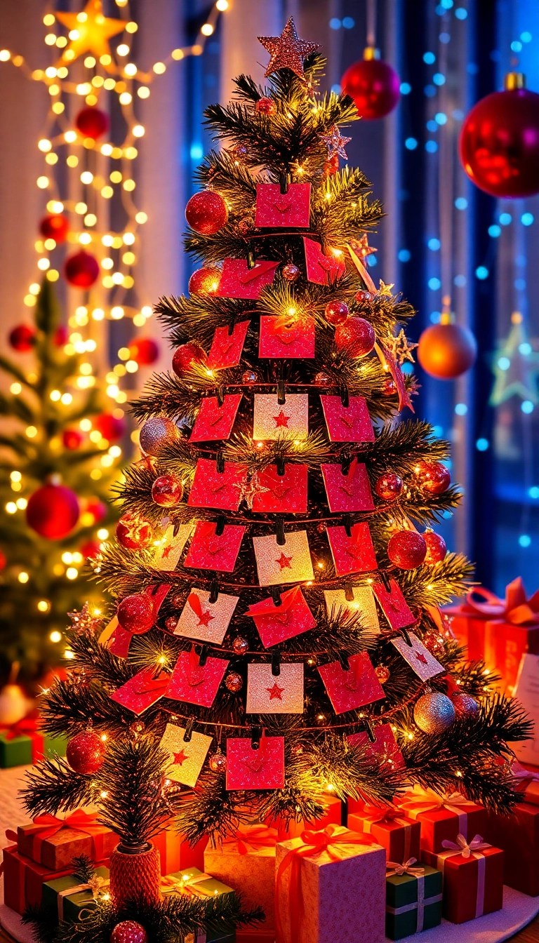14 Fun DIY Advent Calendars That Will Make December Magical (Kids Will Love #6!) - 11. Glittering Christmas Tree Countdown