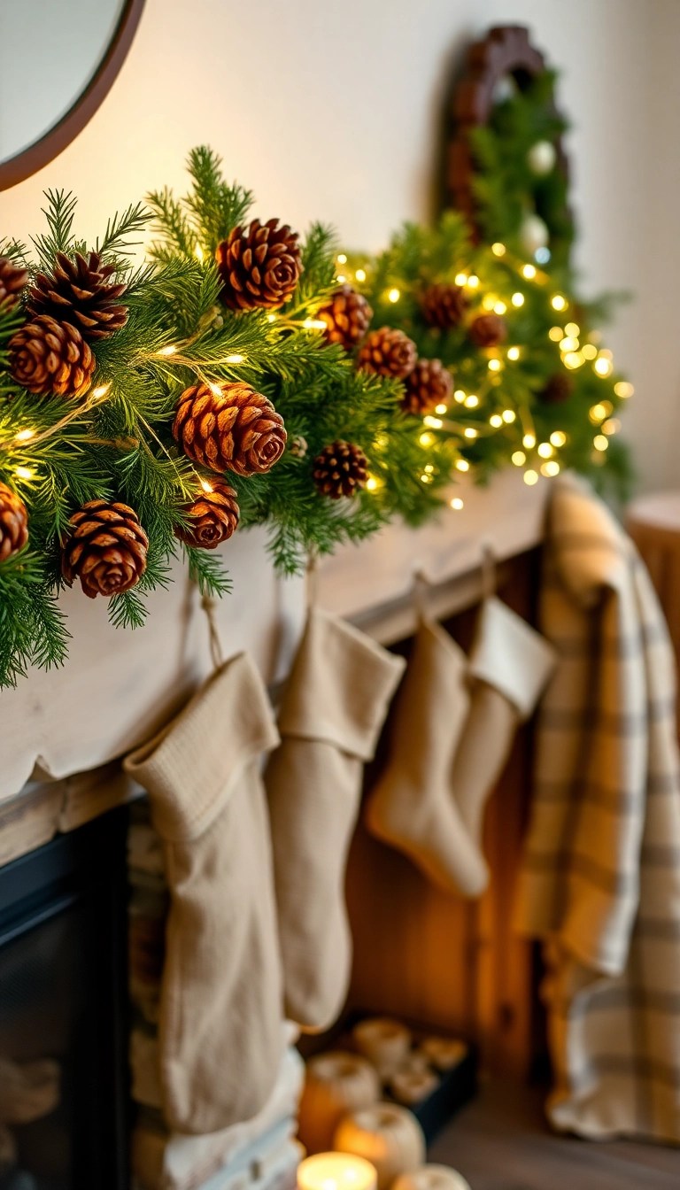 15 Cozy Rustic Christmas Decor Ideas That Will Transform Your Home! - 1. Pinecone Garland