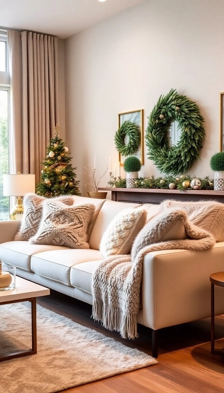 16 Modern Christmas Decor Ideas for a Sleek and Stylish Holiday Season! - 13. Cozy Textiles