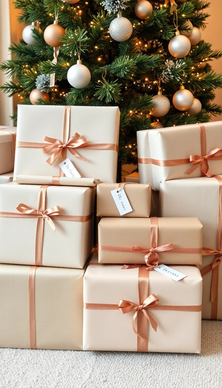 16 Modern Christmas Decor Ideas for a Sleek and Stylish Holiday Season! - 15. Stylish Gift Wrapping