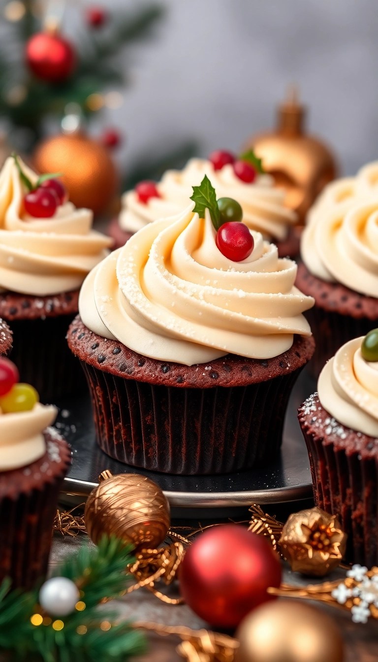 17 Creative Christmas Cupcake Designs That Will Blow Your Guests Away! - 10. Christmas Pudding Cupcakes