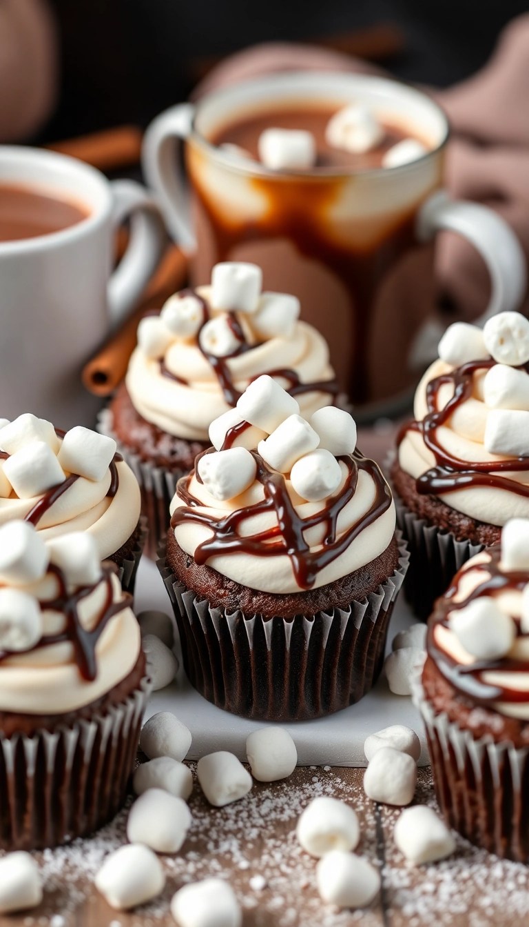 17 Creative Christmas Cupcake Designs That Will Blow Your Guests Away! - 12. Hot Chocolate Cupcakes