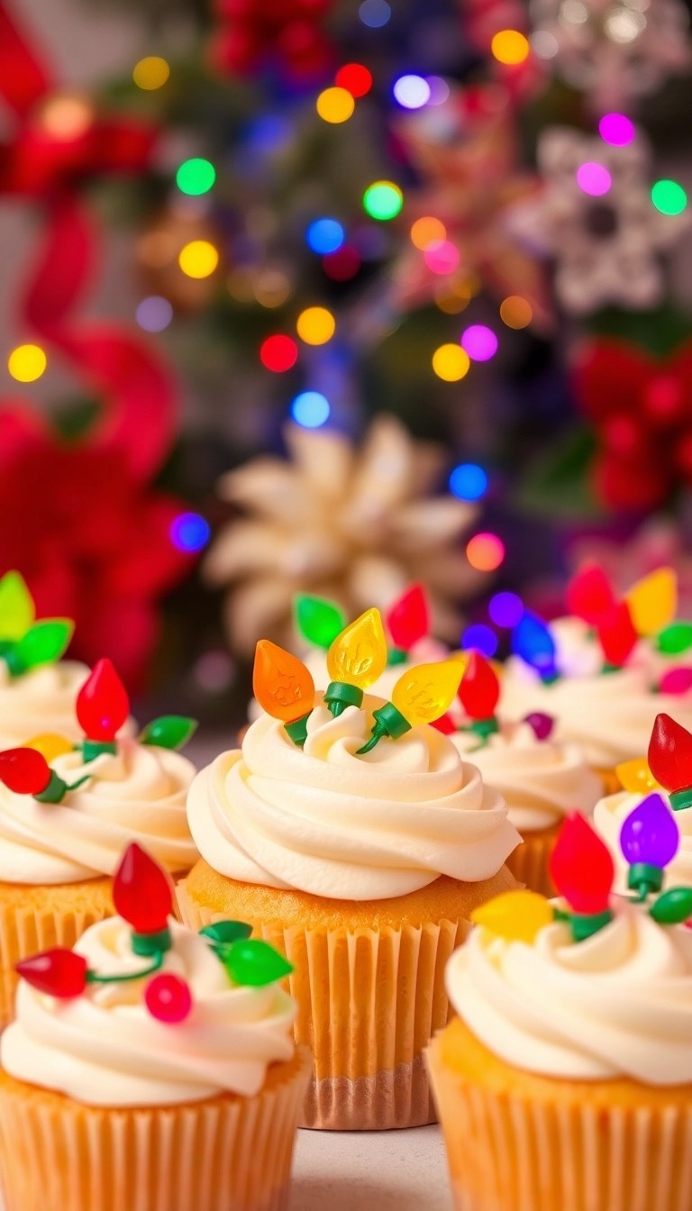 17 Creative Christmas Cupcake Designs That Will Blow Your Guests Away! - 15. Christmas Light Cupcakes