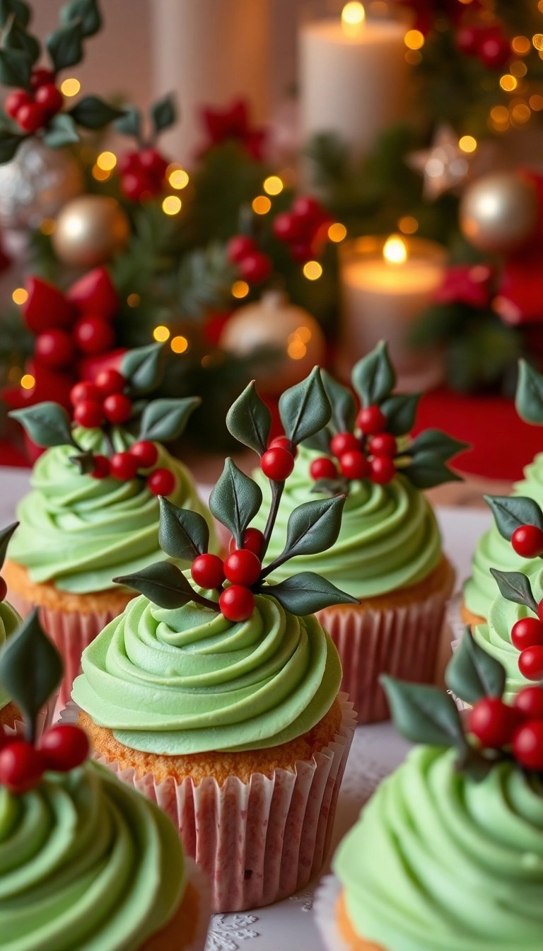 17 Creative Christmas Cupcake Designs That Will Blow Your Guests Away! - 16. Mistletoe Cupcakes