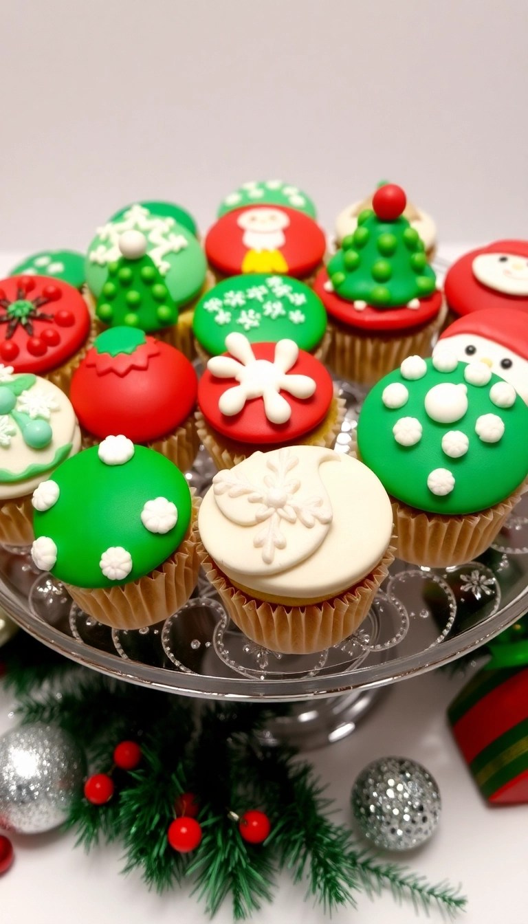17 Creative Christmas Cupcake Designs That Will Blow Your Guests Away! - 17. Festive Fondant Cupcakes