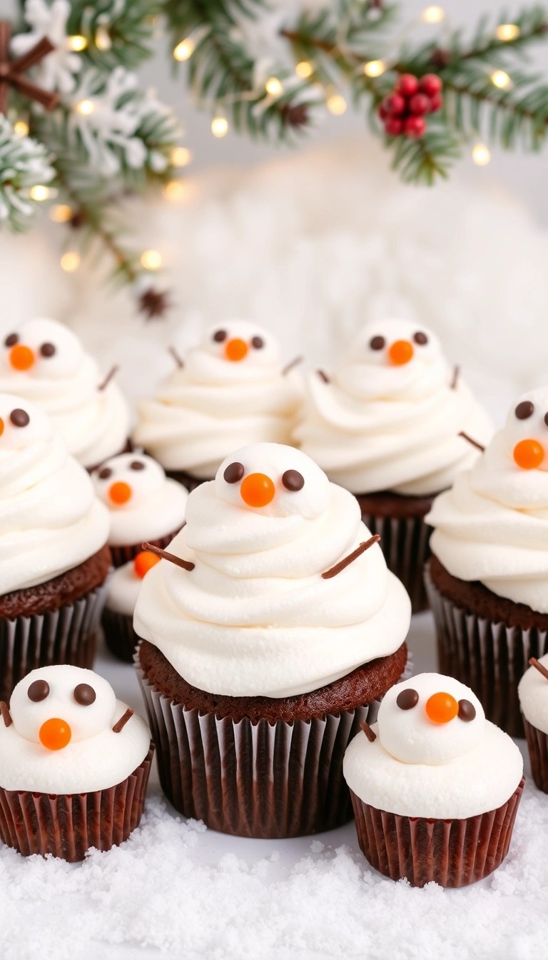17 Creative Christmas Cupcake Designs That Will Blow Your Guests Away! - 4. Snowman Cupcakes