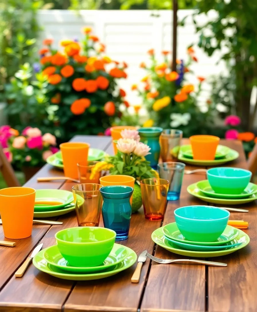18 Outdoor Party Decor Ideas That Will Transform Your Backyard into a Wonderland! - 7. Brightly Colored Tableware