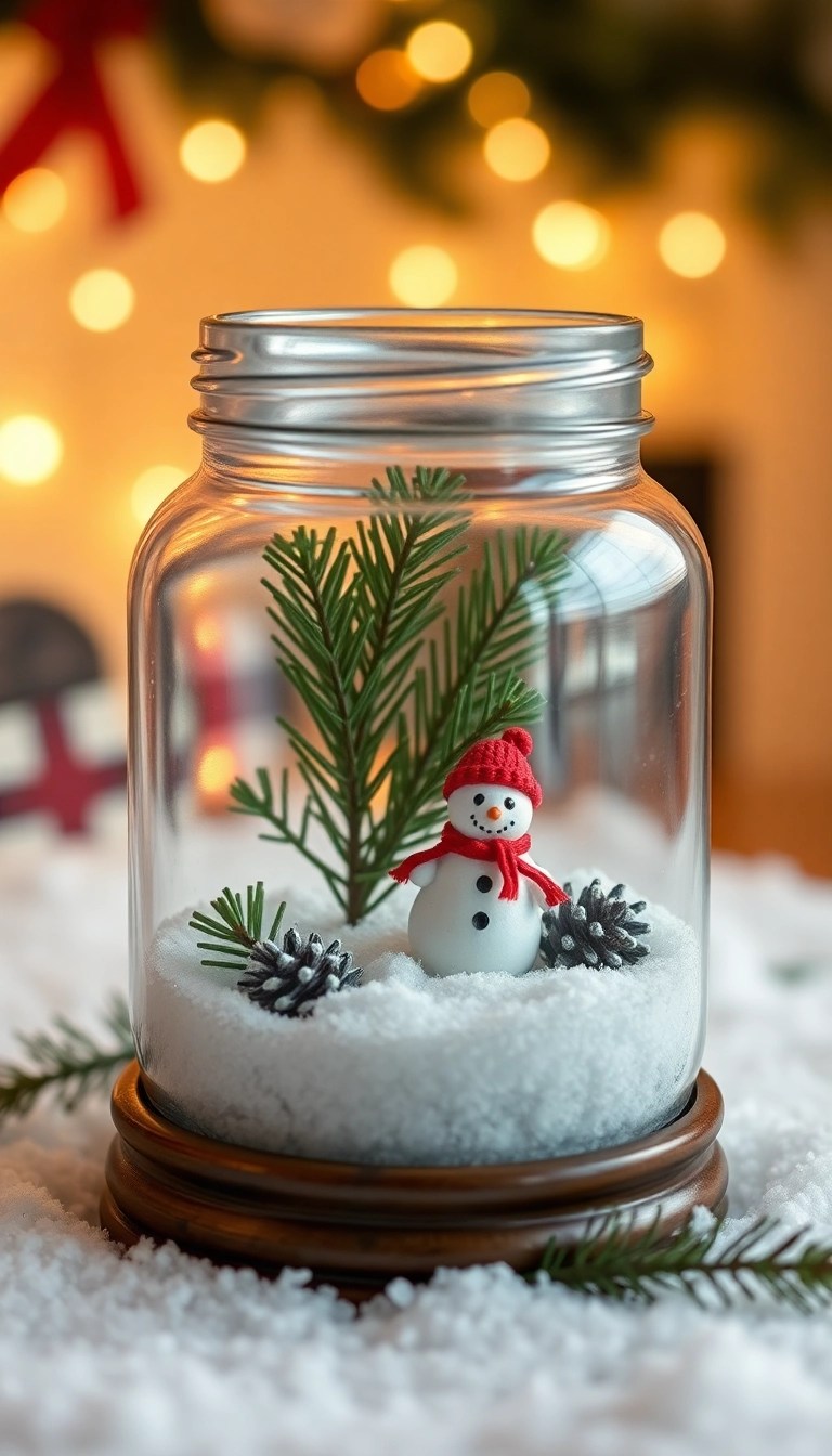 19 Eco-Friendly Christmas Decor Ideas That'll Save the Planet and Wow Your Guests! - 9. Mason Jar Snow Globes