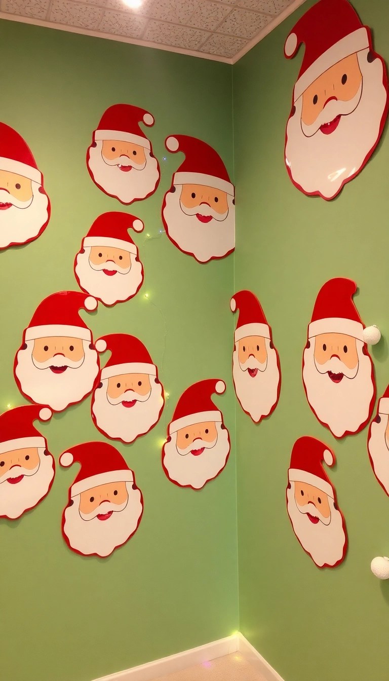 20 Easy DIY Christmas Wallpaper Ideas That'll Add a Personal Touch to Your Holidays! - 11. Jolly Santa Faces