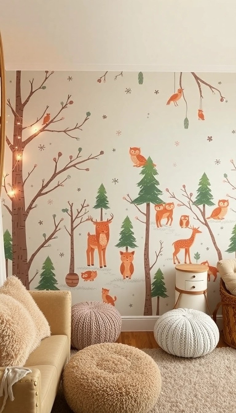 20 Easy DIY Christmas Wallpaper Ideas That'll Add a Personal Touch to Your Holidays! - 13. Magical Woodland Creatures