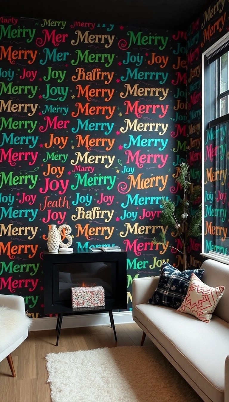 20 Easy DIY Christmas Wallpaper Ideas That'll Add a Personal Touch to Your Holidays! - 14. Christmas Typography