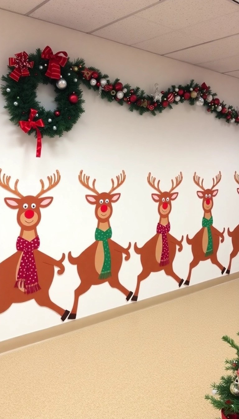 20 Easy DIY Christmas Wallpaper Ideas That'll Add a Personal Touch to Your Holidays! - 5. Playful Reindeer Parade