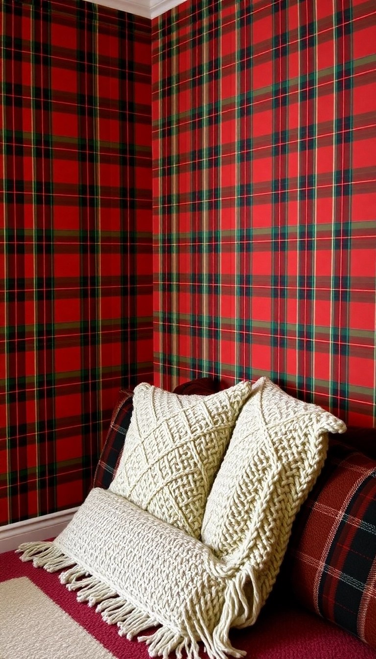 20 Easy DIY Christmas Wallpaper Ideas That'll Add a Personal Touch to Your Holidays! - 9. Cozy Plaid Patterns