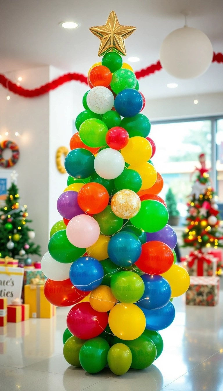 20 Stunning DIY Christmas Tree Ideas You Can Make for Under $50 - 10. Balloons Tree