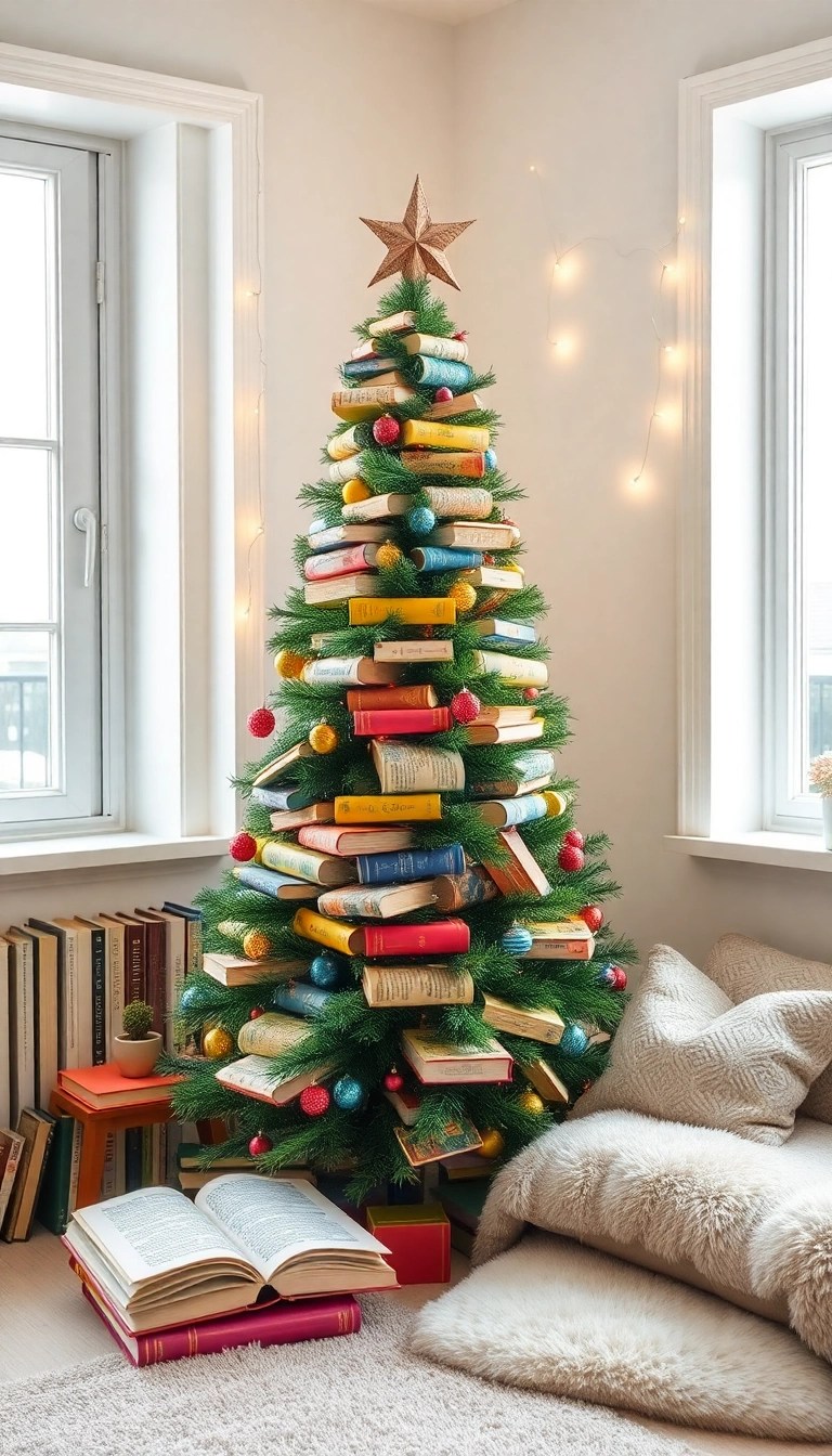 20 Stunning DIY Christmas Tree Ideas You Can Make for Under $50 - 2. Whimsical Book Tree