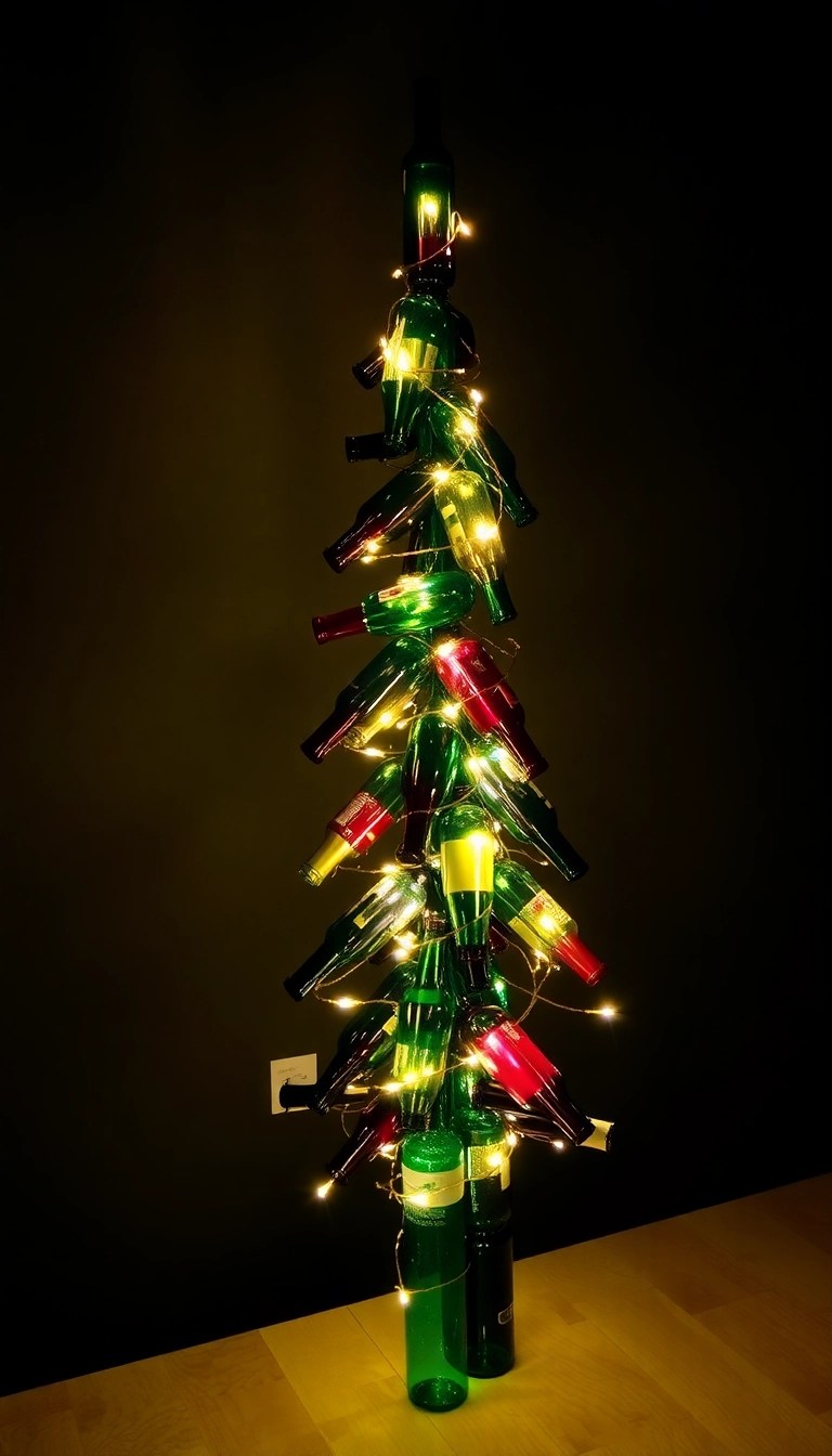 20 Stunning DIY Christmas Tree Ideas You Can Make for Under $50 - 6. Recycled Wine Bottle Tree