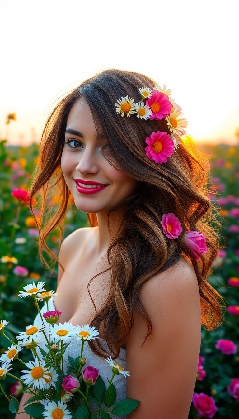 20 Stunning Summer Hair Ideas That'll Make You Look Like a Beach Goddess! - 6. Floral Hair Accessories