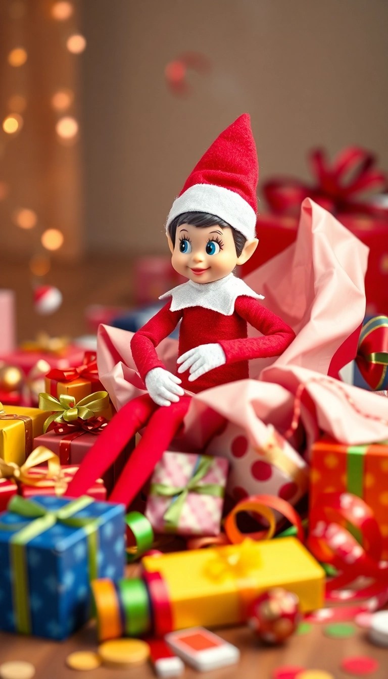 25 Hilarious Elf on the Shelf Ideas That'll Have You Laughing Out Loud! - 15. Elf's DIY Gift Wrapping