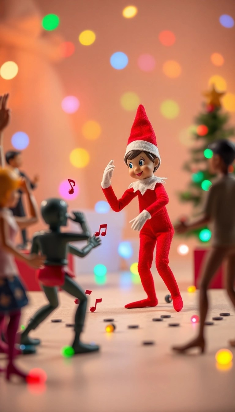 25 Hilarious Elf on the Shelf Ideas That'll Have You Laughing Out Loud! - 21. Elf's Dance-Off