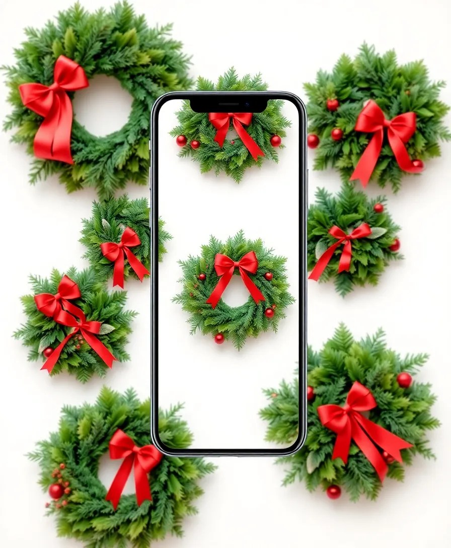 25 Stunning Christmas Phone Wallpapers That'll Bring the Holiday Spirit to Your Screen! - 11. Festive Wreaths