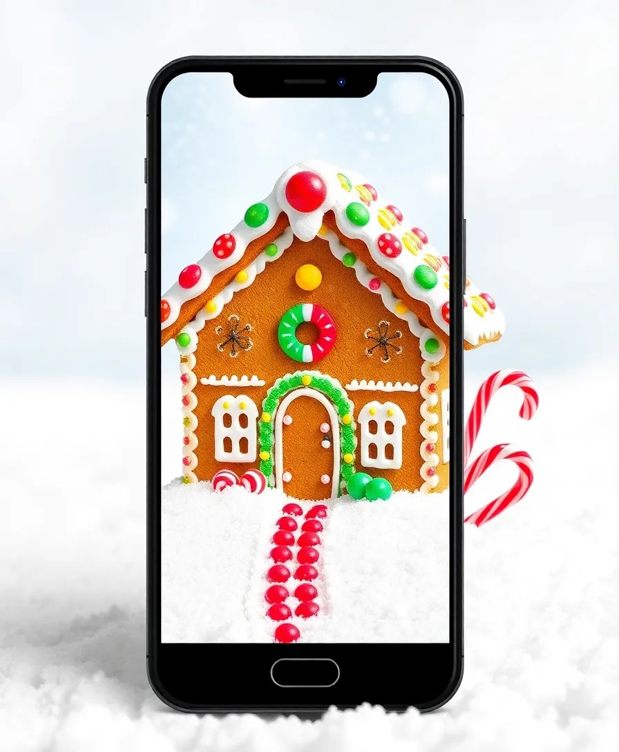 25 Stunning Christmas Phone Wallpapers That'll Bring the Holiday Spirit to Your Screen! - 4. Whimsical Gingerbread Houses