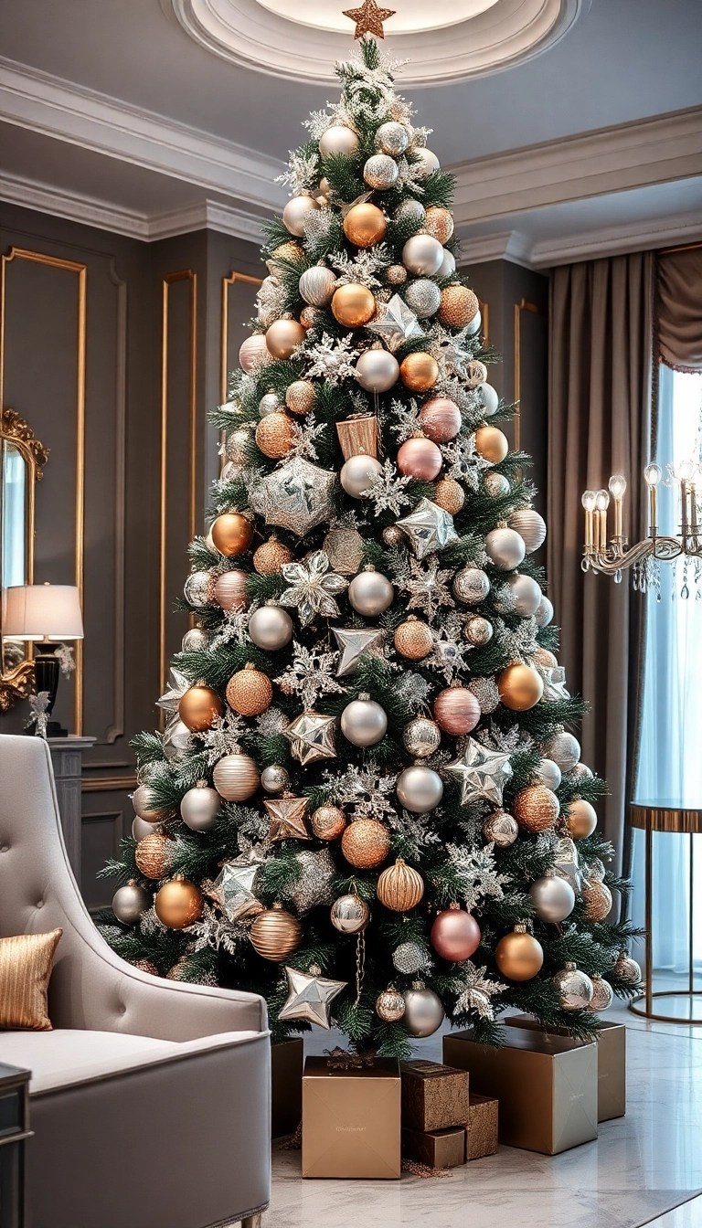 25 Stunning Christmas Tree Decorating Ideas That'll Make Your Guests Go 'WOW!' - 9. Glamorous Metallics